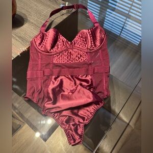 Victoria's Secret Deep Red Lace Bodysuit